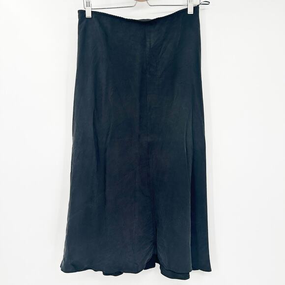Zara Womens Dark Goth Witchy Pull On A-Line Silk Blend Maxi Skirt Size M Black - Picture 4 of 4